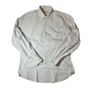 Ermenegildo Zegna Mens Dress Shirt 16|41 Striped Classic White‎ Business